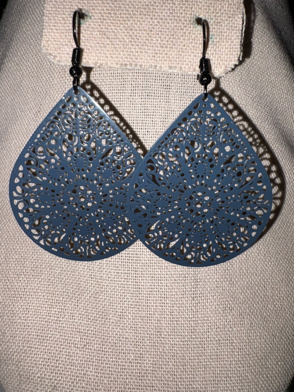 Gray Filigree Teardrop Dangle Earrings - Women Jewelry